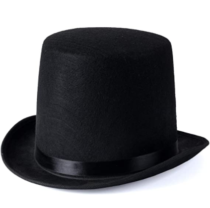 İkinci Kalite Yetişkinler İçin Siyah Renk Ringmaster Sihirbaz Şapkası Fötr Şapka 12 cm