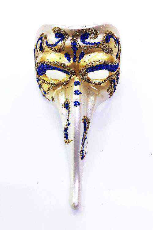 Mavi Renk İşlemeli Seramik Malzemeden İmal Venedik Uzun Maske Magnet