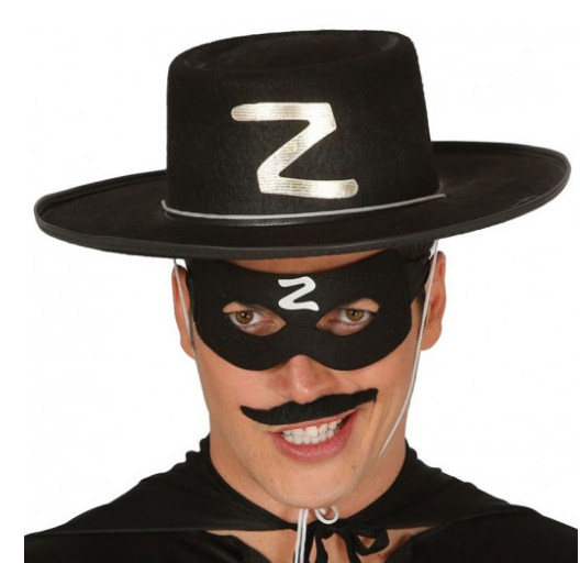 Z Logolu Yetişkin Zorro Şapkası ve Zorro Maskesi