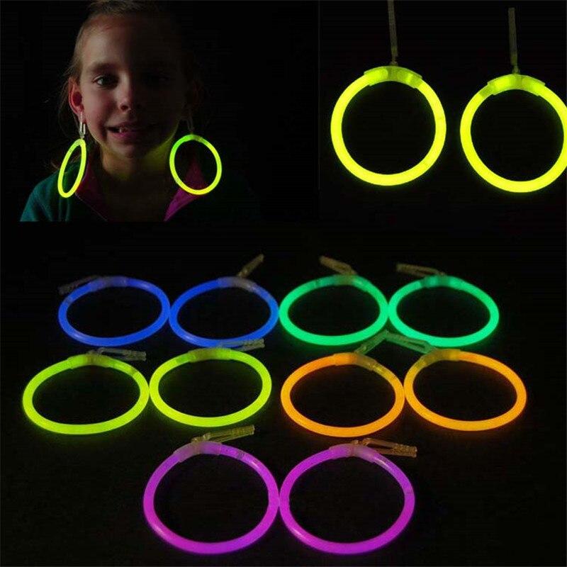 Karanlıkta Parlayan Glow Stick Küpeler Glow Partisi Küpeleri 12 Çift 24 Adet